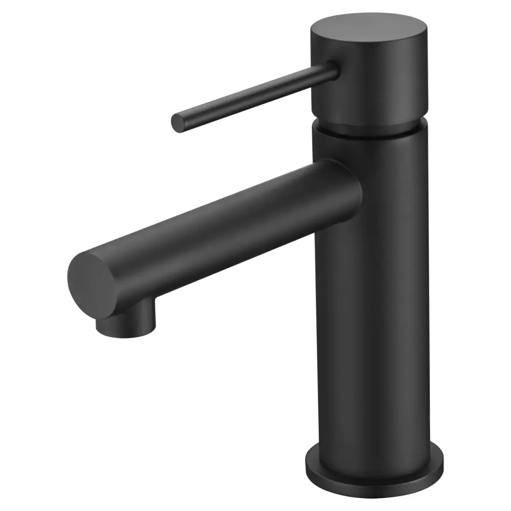 Matte black single lever basin faucet modern design closeup