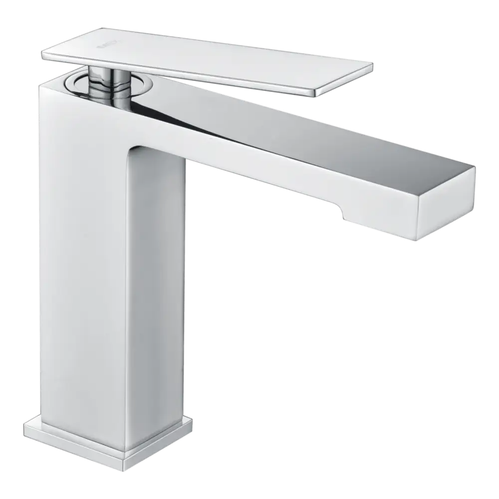 Chrome single lever basin mixer faucet with modern minimalist design