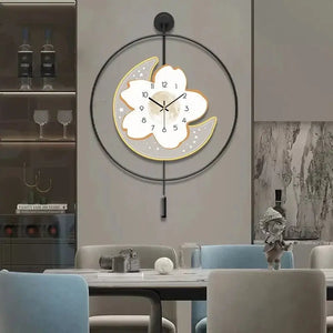 Moon and Flower Artistic Pendulum Wall Clock - Wall Clocks