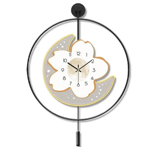 Moon and Flower Artistic Pendulum Wall Clock - Wall Clocks
