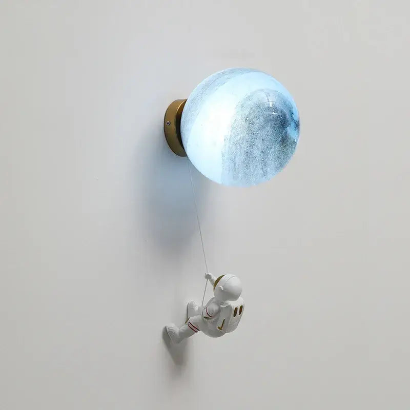Moon Minimalist Beside Astronaut Wall Lamp - Blue / 15cm / Warm white - Light