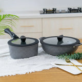 Multifunctional Non Stick Pan Pot Detachable Handle Set - Wok (26cm) + Soup Pot (18cm) + 2 Lids - Cookware set