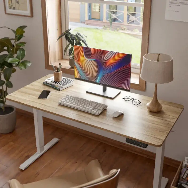Natur Solid Wood Bamboo Standing Desk Only Table - Desk