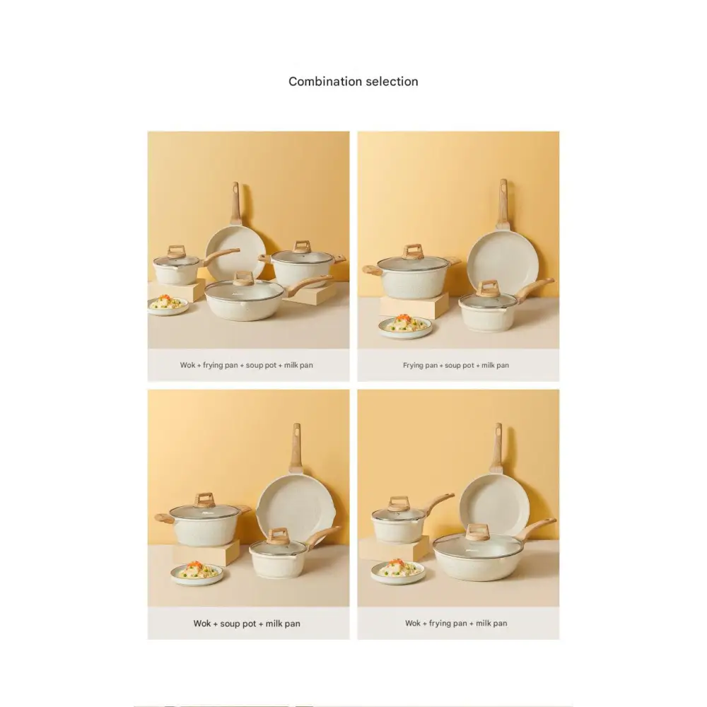 4 Piece Non Stick Cookware Frying Pan Soup Pot Set - Cookware set