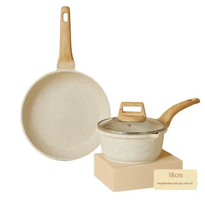 4 Piece Non Stick Cookware Frying Pan Soup Pot Set - Two-piece frying pan + milk pot - Cookware set