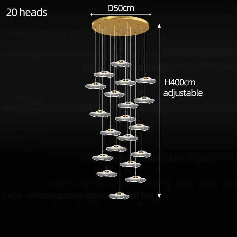 Nordic Circular Modern Chandelier Pendant Lamp - 20 heads / Warm Light - Ceiling Light