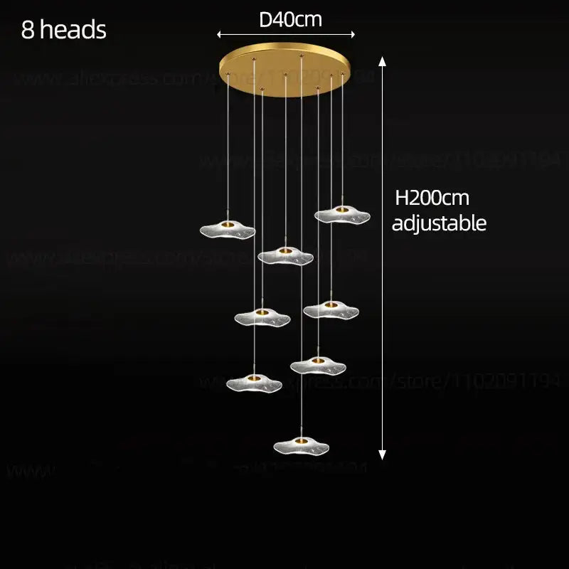 Nordic Circular Modern Chandelier Pendant Lamp - 8 heads / Warm Light - Ceiling Light
