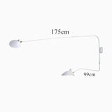 Nordic Creative Retro Rotary Long Pole Wall Lamps - Big 2Arms White / Round Base - Lamps