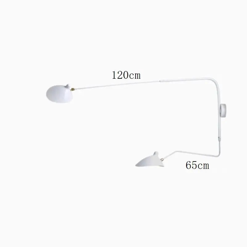 Nordic Creative Retro Rotary Long Pole Wall Lamps - Small 2Arms White / Round Base - Lamps