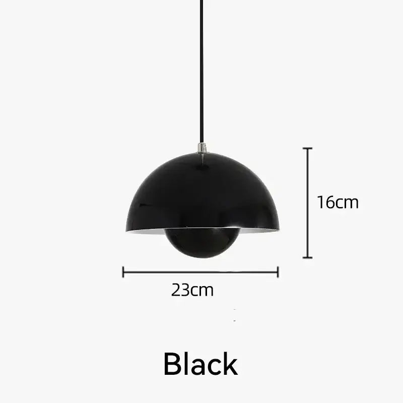 Nordic Flower Semicircular Hanging Pendant Lamp - Black - 23cm / Neutral light - Ceiling Lamp