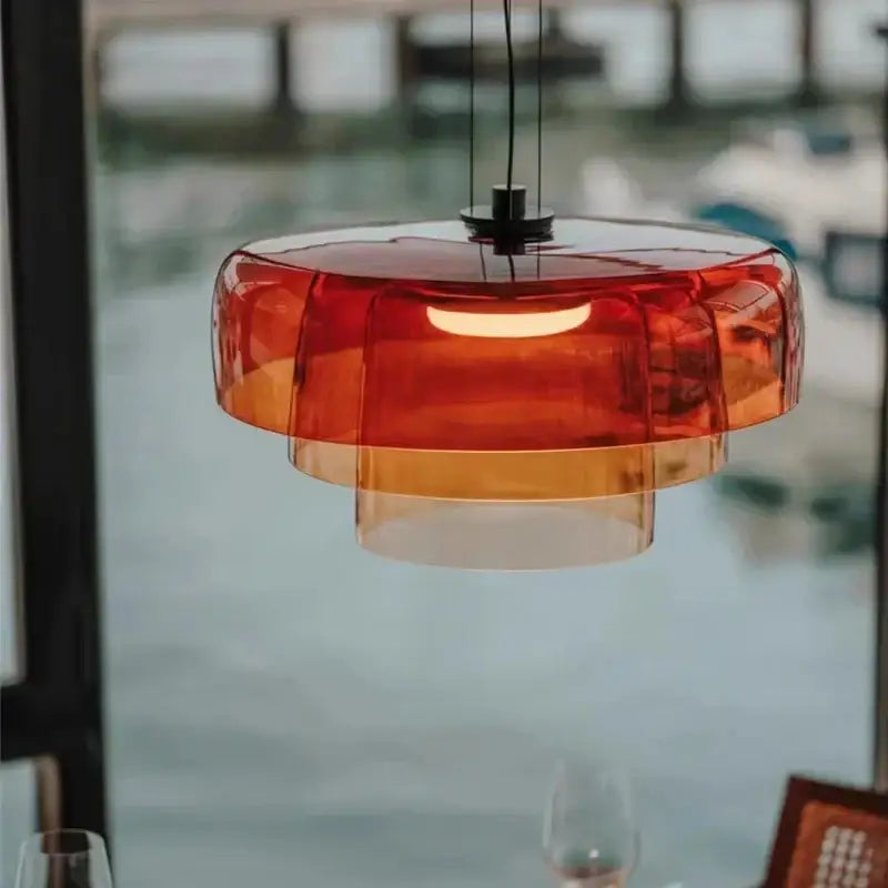 Nordic Glass LED Ceiling Chandelier Pendant Lights - Orange - 22 x 23 cm / Tricolor light - Pendant Lamp