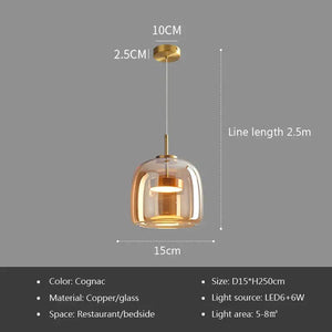 Nordic Glass Smoke Hanging Modern Pendant Lamp - Ceiling Lamp
