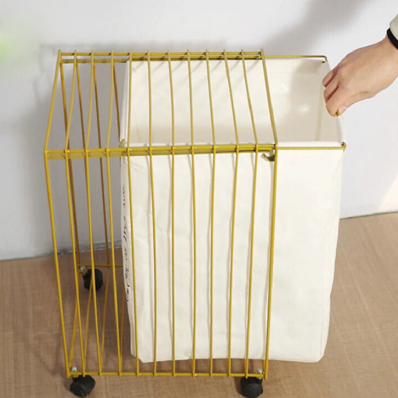 Nordic Iron Simple Storage Basket With Wheels