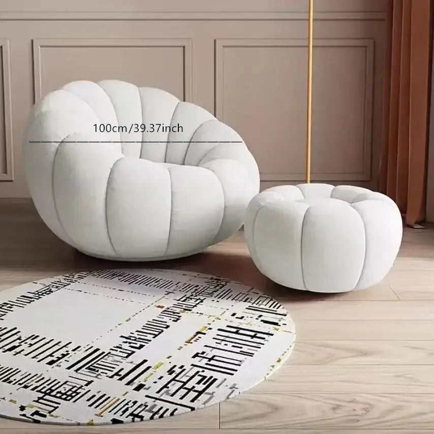 Nordic Lazy Pumpkin Cloud Sofa Chair - White Pedal Ottoman - 100 cm - Sofa