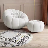 Nordic Lazy Pumpkin Cloud Sofa Chair - White Pedal Ottoman - 80 cm - Sofa