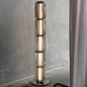 Smoke glass Nordic floor lamp with LED light standing 95cm tall