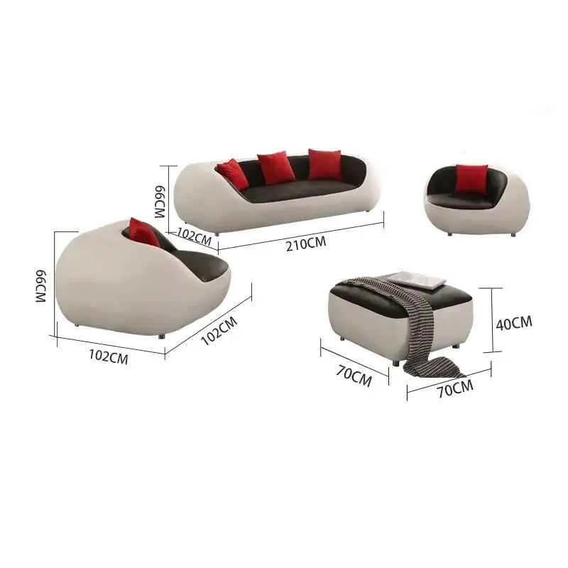 Nordic Luxury PU Leather Lazy Couch Lounge Sofa