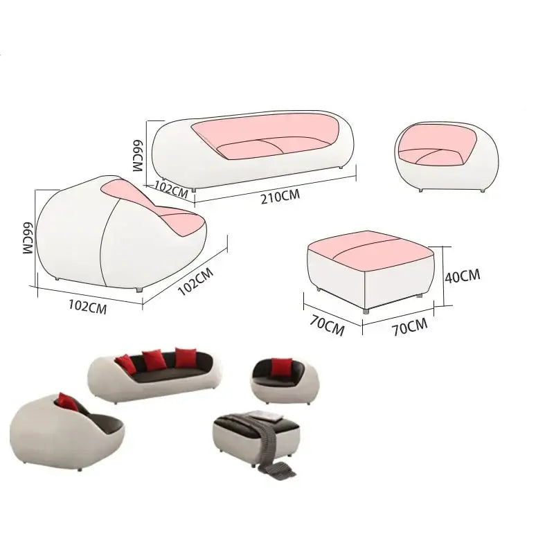 Nordic Luxury PU Leather Lazy Couch Lounge Sofa