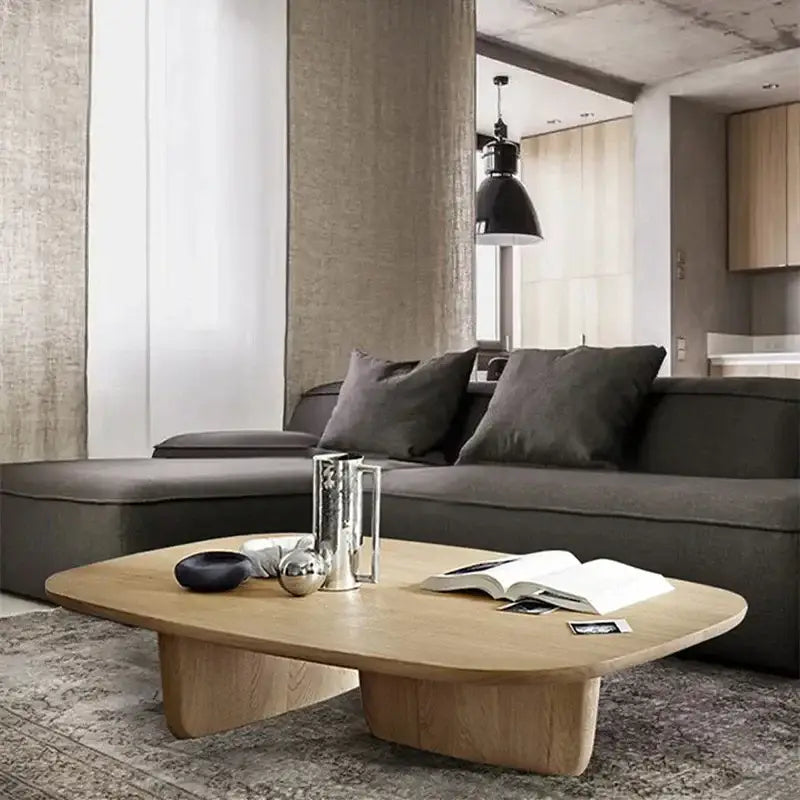 Nordic Minimalist Wooden Square Coffee Table - Beige - 100x50x40cm - Multifunctional coffee table