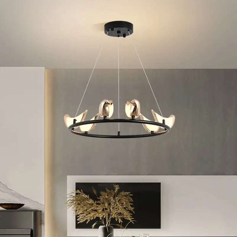 Nordic Modern Bird Chandelier - 6 Ring / Warm Light - Lamps