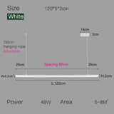 Nordic Modern Minimalist LED Pendant Lamp - White - L 120cm / Warm White (3000K) - Pendant Lamp