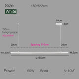 Nordic Modern Minimalist LED Pendant Lamp - White - L 150cm / Warm White (3000K) - Pendant Lamp