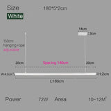 Nordic Modern Minimalist LED Pendant Lamp - White - L 180cm / Warm White (3000K) - Pendant Lamp