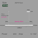 Nordic Modern Minimalist LED Pendant Lamp - White - L 200cm / Warm White (3000K) - Pendant Lamp