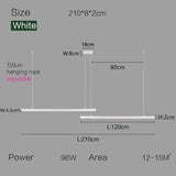 Nordic Modern Minimalist LED Pendant Lamp - White - L 210cm / Warm White (3000K) - Pendant Lamp