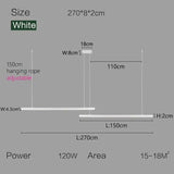 Nordic Modern Minimalist LED Pendant Lamp - White - L 270cm / Warm White (3000K) - Pendant Lamp