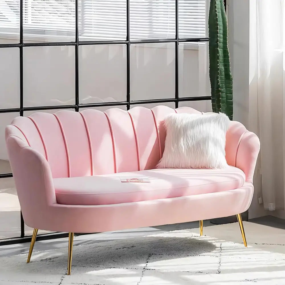Nordic Modern Velvet Sofa Set for Beauty Salons - Pink / 2 seats - Sofa