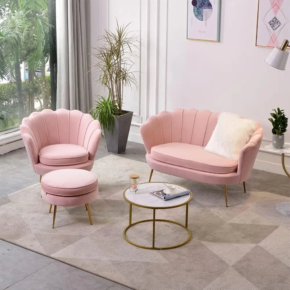 Nordic Modern Velvet Sofa Set for Beauty Salons - Pink / 3 seats - Sofa