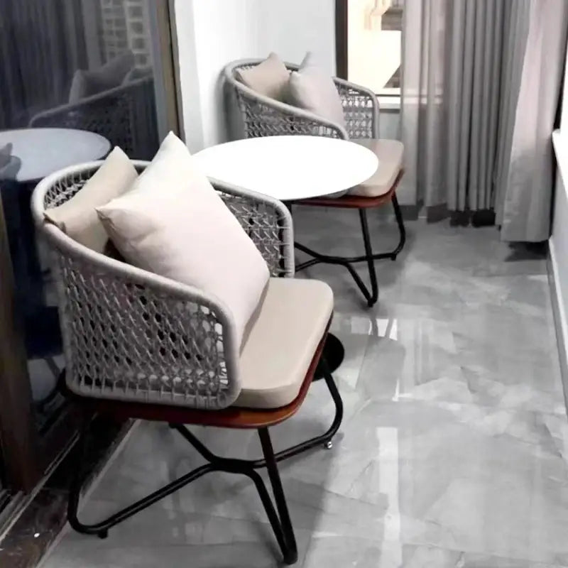 Nordic Outdoor Garden Wooden Rattan Sofa Set - Sofa