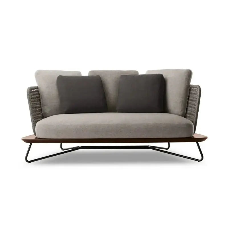 Nordic Outdoor Garden Wooden Rattan Sofa Set - Double Seat - 160 cm - Sofa