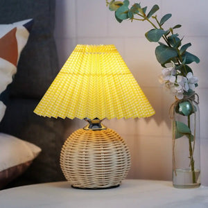 Nordic Pleated Rattan Table Lamp with Dimmable LED - view 7