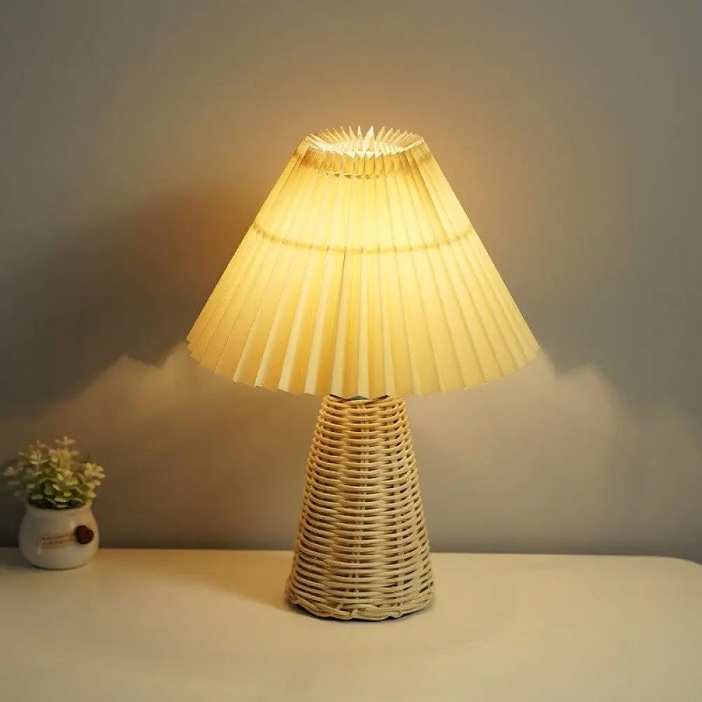 Nordic Pleated Rattan Table Lamp with Dimmable LED - view 5