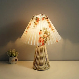 Nordic Pleated Rattan Table Lamp with Dimmable LED - view 2