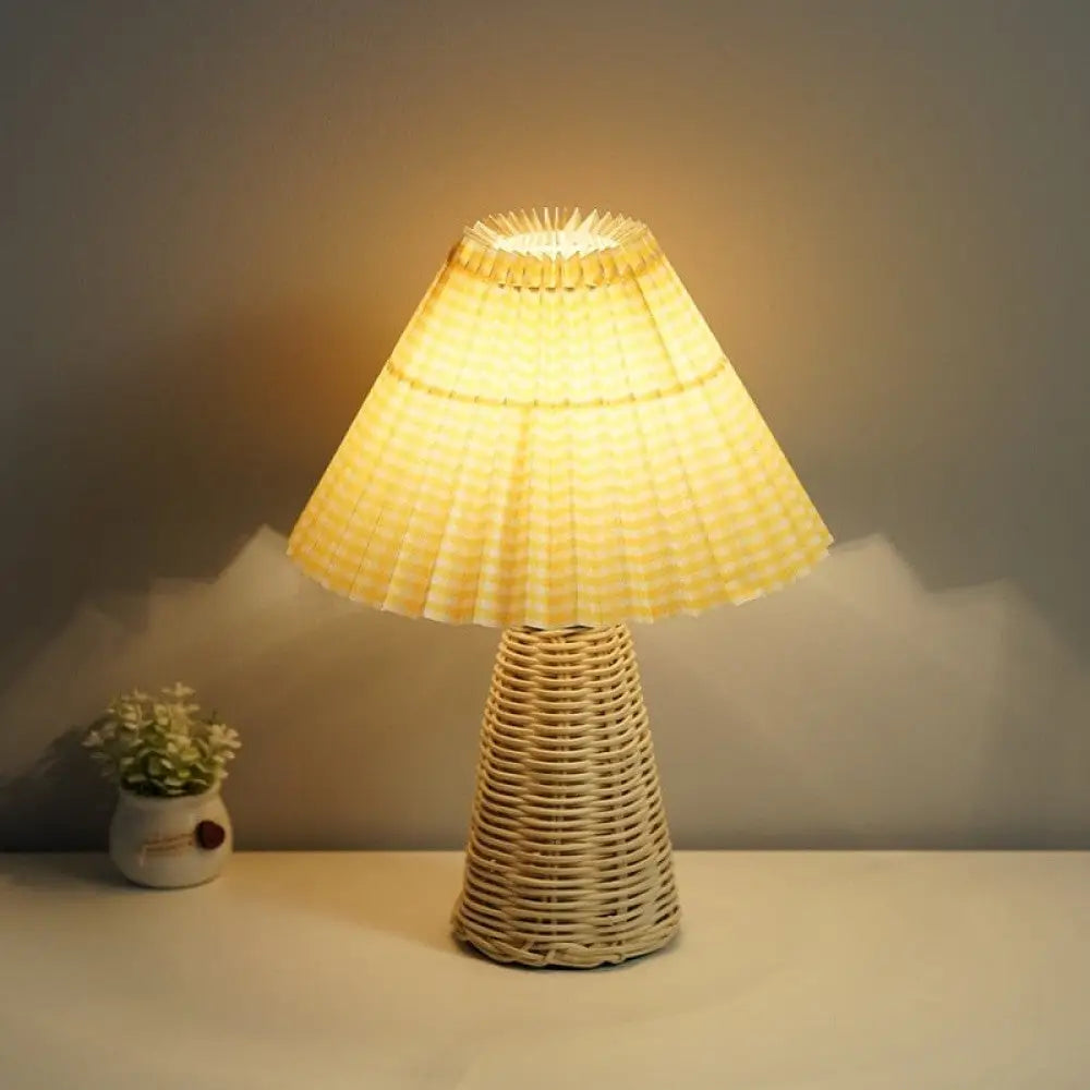 Nordic Pleated Rattan Table Lamp with Dimmable LED - view 9