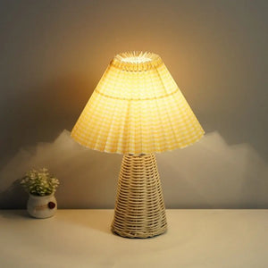 Nordic Pleated Rattan Table Lamp with Dimmable LED - view 9