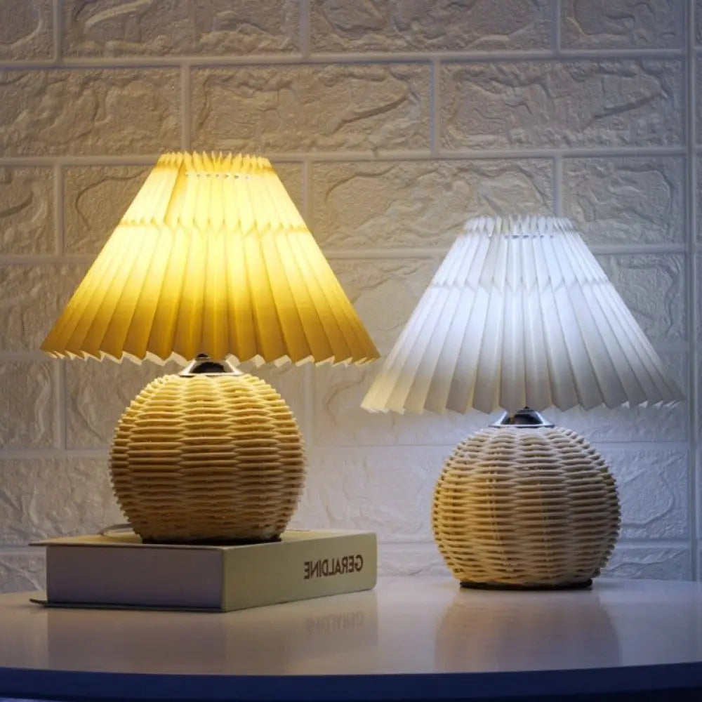 Nordic Pleated Rattan Table Lamp with Dimmable LED - view 11