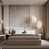 Nordic Queen Minimalist Double Soft Backrest Bed Frame - Bed - 150 x 200 cm / Beige - Bedroom