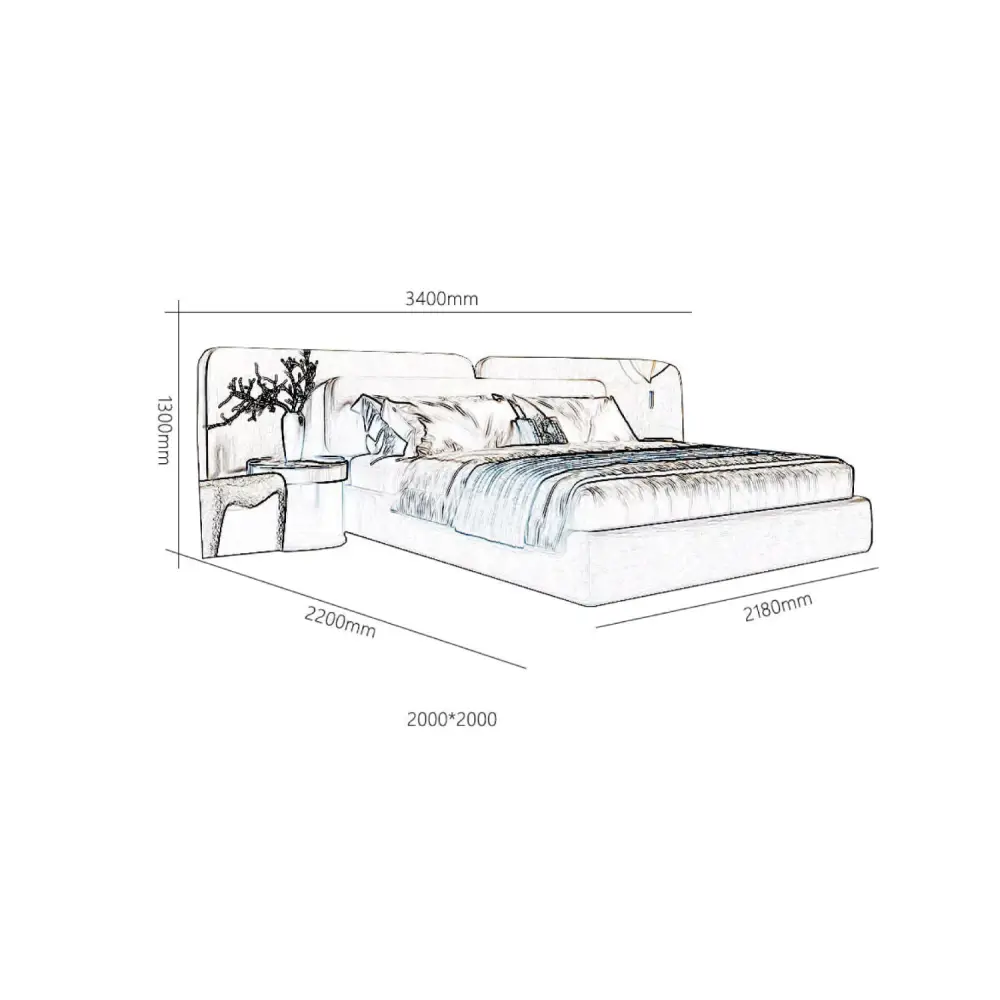 Nordic Queen Minimalist Double Soft Backrest Bed Frame - Bedroom