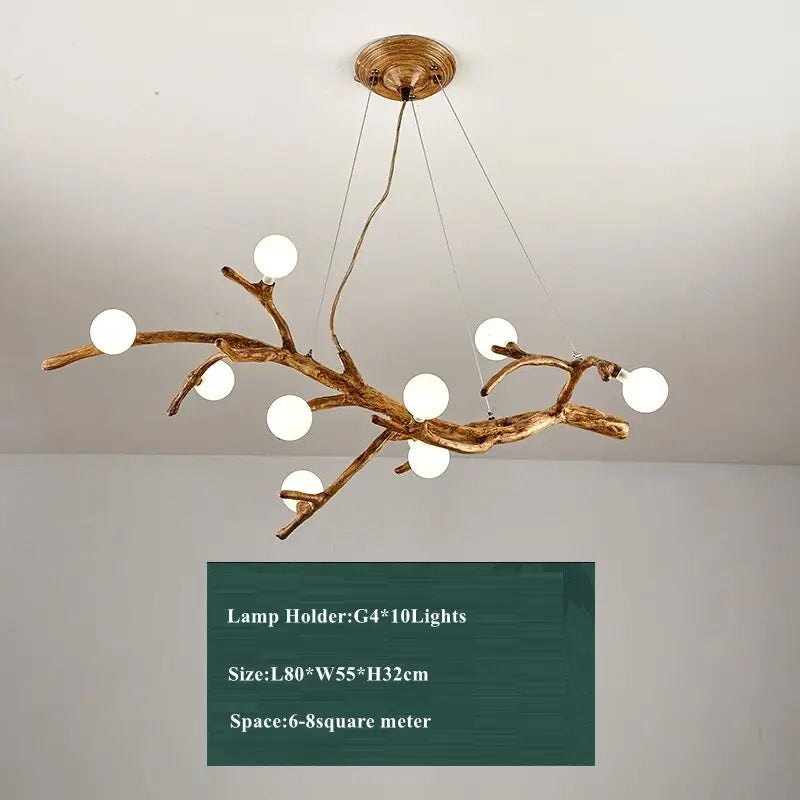 Nordic Retro LED Chandelier Tree Branch - 10 Light Frosted ball / Warm White - Lamps