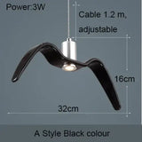 Nordic Seagull Led Birds Chandelier Ceiling Pendant Lamp - Black - 16 x 32 cm / Warm White - Ceiling Lamp
