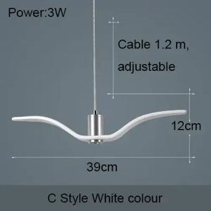 Nordic Seagull Led Birds Chandelier Ceiling Pendant Lamp - White - 12 x 39 cm / Warm White - Ceiling Lamp