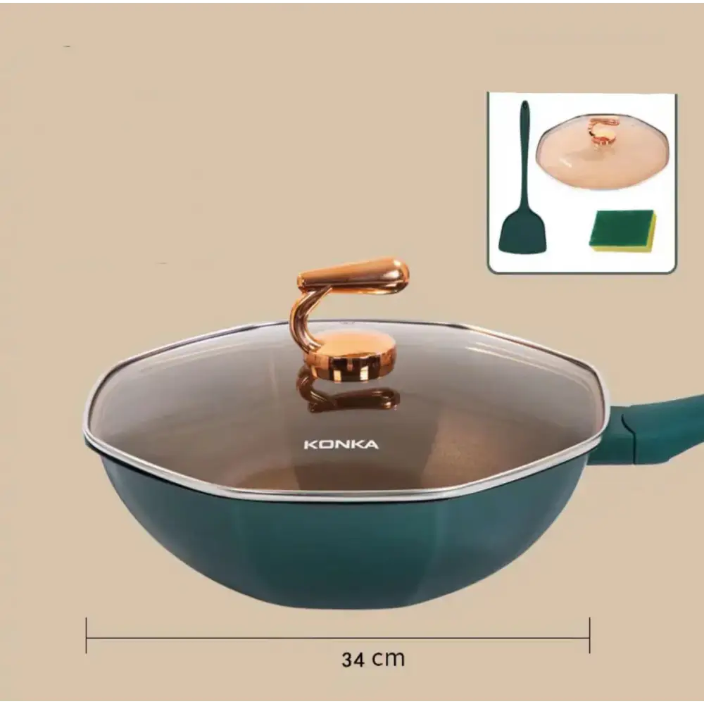 Octagonal Alloy Non Stick Wok Frying Pan - Cookware set