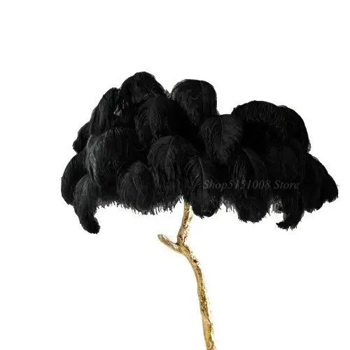 Ostrich Feather Standing Lamp - Black / Height 80cm - Lamps