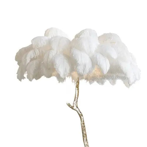 Ostrich Feather Standing Lamp - White / Height 80cm - Lamps