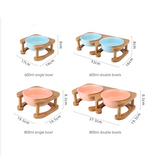 Pet Feeding Bowl With Wood Stand - Feeding Bowl