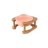 Pet Feeding Bowl With Wood Stand - Orange With Stand / 600ml - Feeding Bowl